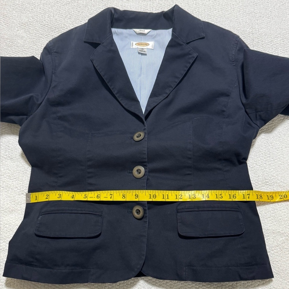 Talbots Stretch Size 10 Navy Blue Cotton Short Blazer - Picture 8 of 13
